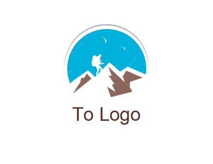 hiker climbing mountains logo