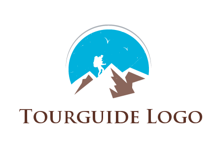 hiker climbing mountains logo