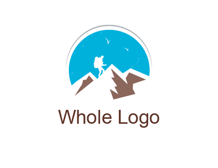 hiker climbing mountains logo