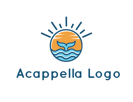 waves and the tail of a whale inside the sun logo