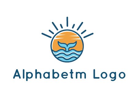 waves and the tail of a whale inside the sun logo
