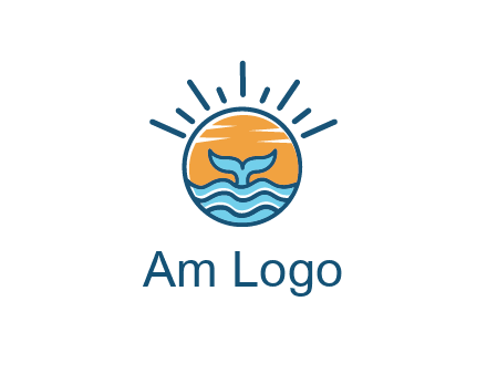 waves and the tail of a whale inside the sun logo