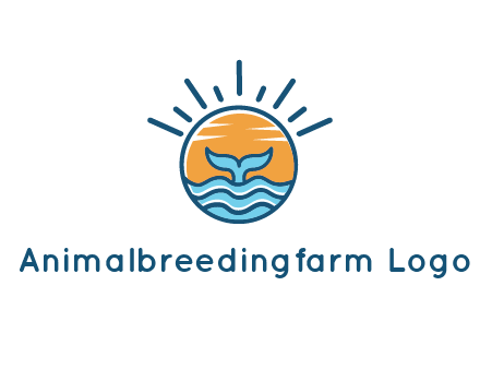 waves and the tail of a whale inside the sun logo