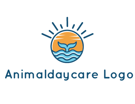 waves and the tail of a whale inside the sun logo
