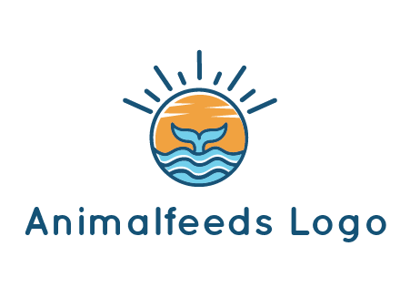 waves and the tail of a whale inside the sun logo