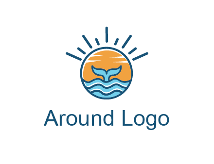 waves and the tail of a whale inside the sun logo