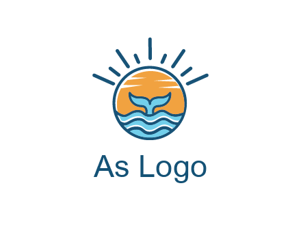 waves and the tail of a whale inside the sun logo