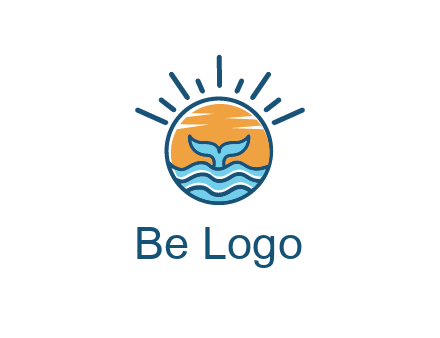 waves and the tail of a whale inside the sun logo