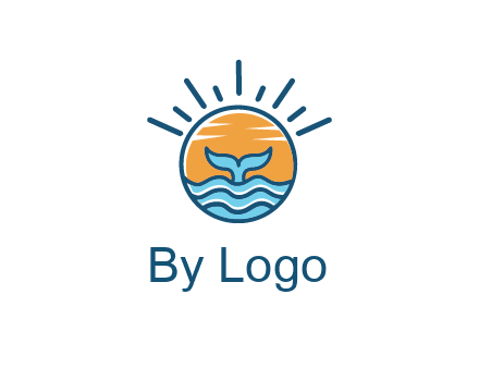 waves and the tail of a whale inside the sun logo