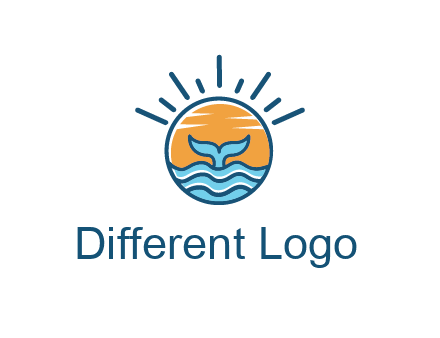 waves and the tail of a whale inside the sun logo