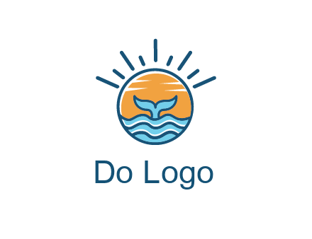 waves and the tail of a whale inside the sun logo