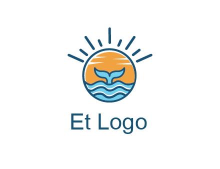 waves and the tail of a whale inside the sun logo