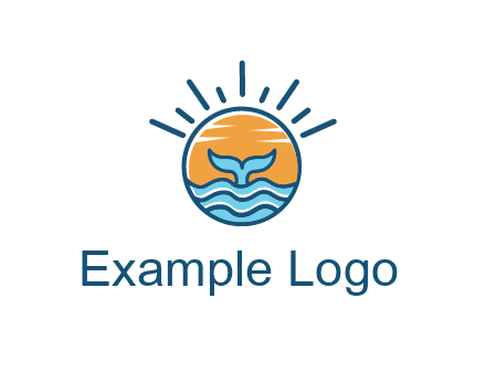 waves and the tail of a whale inside the sun logo