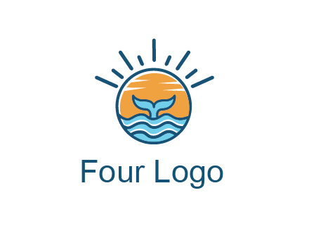 waves and the tail of a whale inside the sun logo