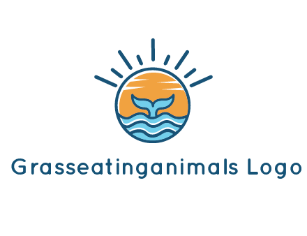 waves and the tail of a whale inside the sun logo