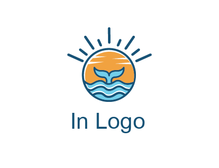 waves and the tail of a whale inside the sun logo
