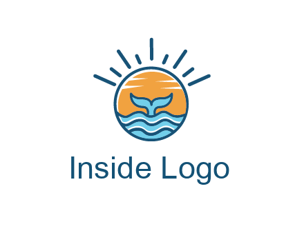 waves and the tail of a whale inside the sun logo