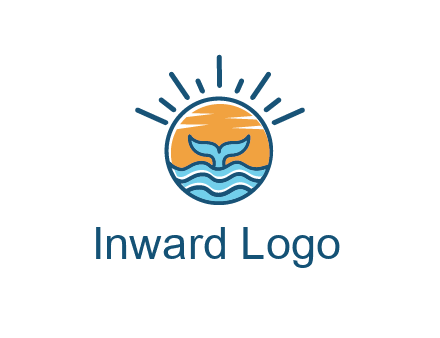 waves and the tail of a whale inside the sun logo