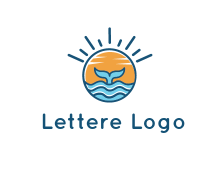 waves and the tail of a whale inside the sun logo