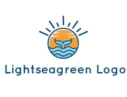 waves and the tail of a whale inside the sun logo