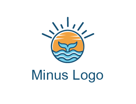 waves and the tail of a whale inside the sun logo