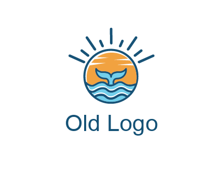 waves and the tail of a whale inside the sun logo