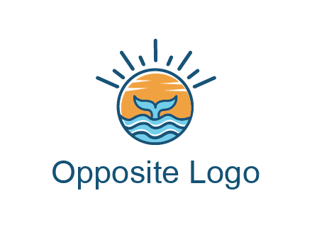 waves and the tail of a whale inside the sun logo
