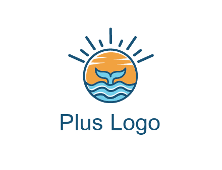 waves and the tail of a whale inside the sun logo