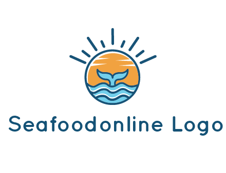 waves and the tail of a whale inside the sun logo