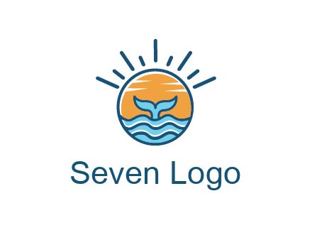 waves and the tail of a whale inside the sun logo