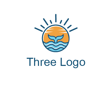waves and the tail of a whale inside the sun logo