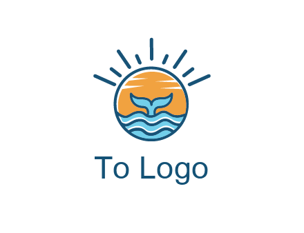 waves and the tail of a whale inside the sun logo