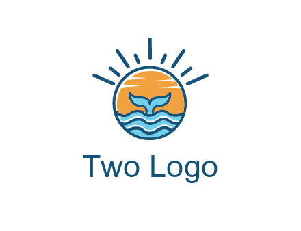 waves and the tail of a whale inside the sun logo