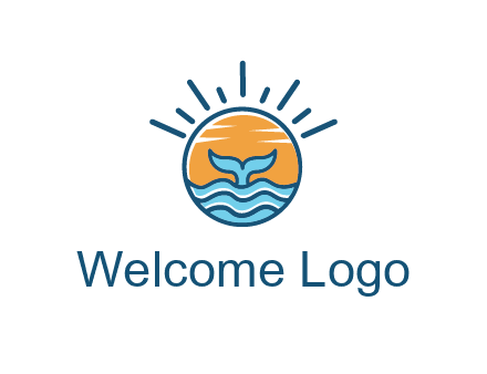 waves and the tail of a whale inside the sun logo