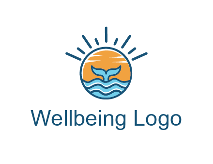 waves and the tail of a whale inside the sun logo