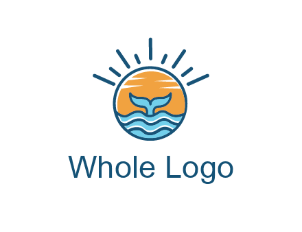 waves and the tail of a whale inside the sun logo