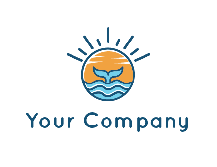 waves and the tail of a whale inside the sun logo