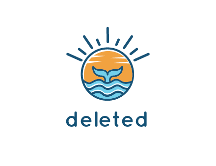 waves and the tail of a whale inside the sun logo