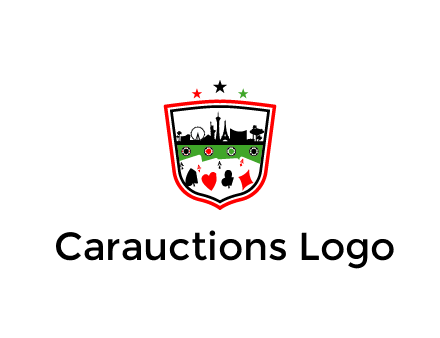 logo with aces in cards and outline of famous landmarks
