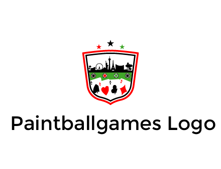 logo with aces in cards and outline of famous landmarks