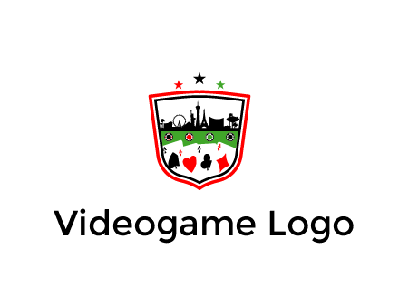 logo with aces in cards and outline of famous landmarks
