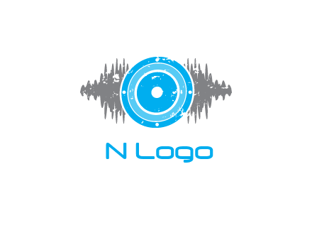 sound waves behind speaker logo