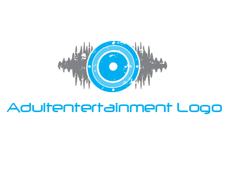 sound waves behind speaker logo