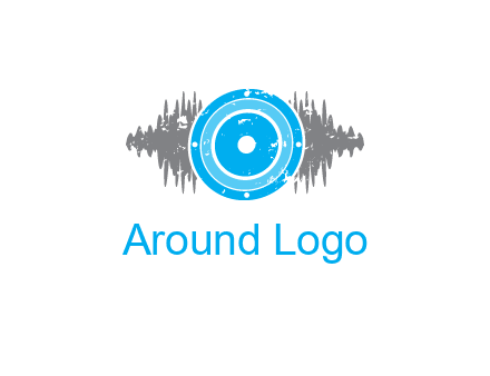sound waves behind speaker logo
