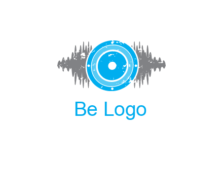 sound waves behind speaker logo