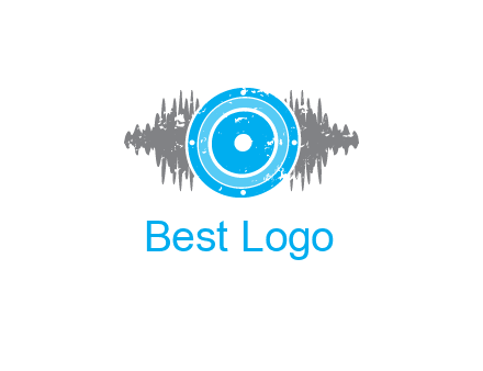 sound waves behind speaker logo