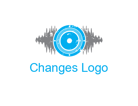 sound waves behind speaker logo