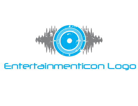 sound waves behind speaker logo