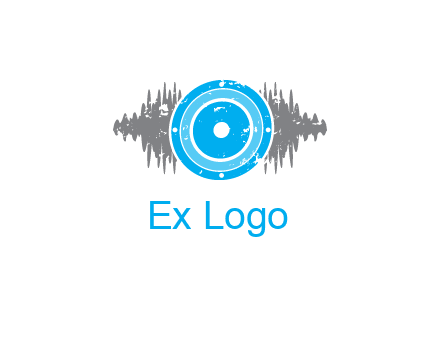 sound waves behind speaker logo