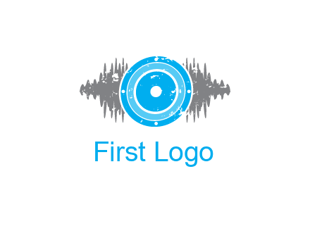 sound waves behind speaker logo